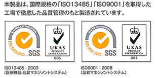 「ISO13485」「ISO9001」取得